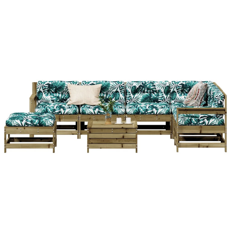 8-delige Loungeset met kussens geïmpregneerd grenenhout