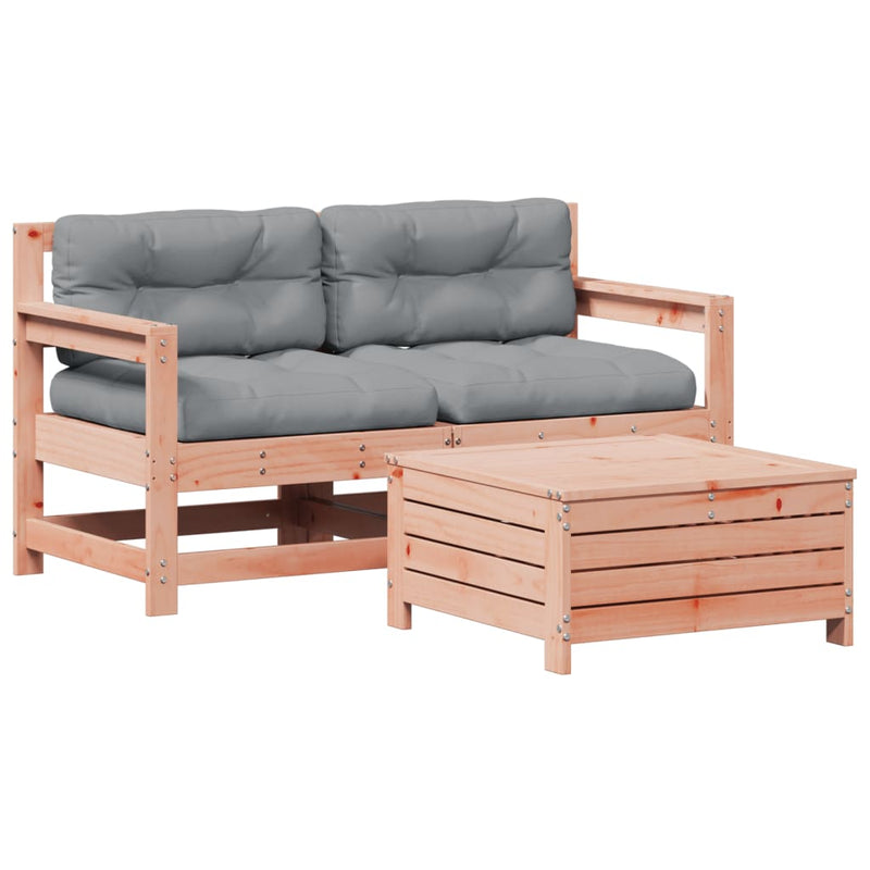 3-delige Loungeset met kussens massief douglashout