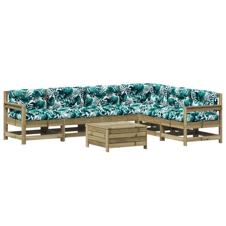 7-delige Loungeset met kussens geïmpregneerd grenenhout