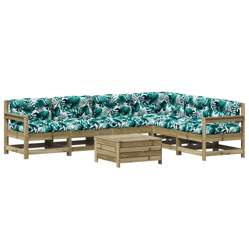 7-delige Loungeset met kussens geïmpregneerd grenenhout