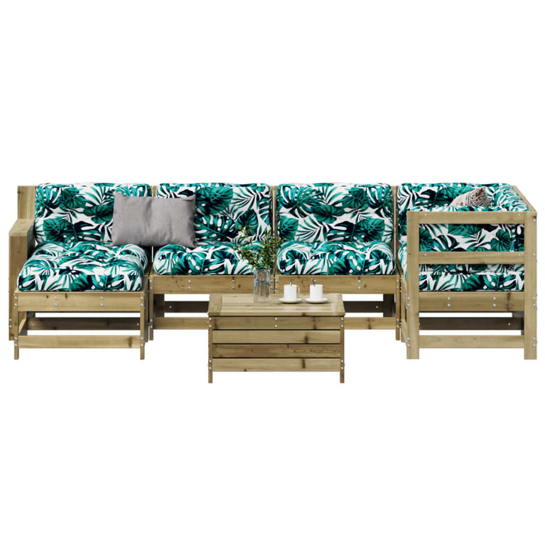 7-delige Loungeset met kussens geïmpregneerd grenenhout