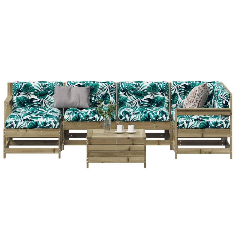 7-delige Loungeset met kussens geïmpregneerd grenenhout