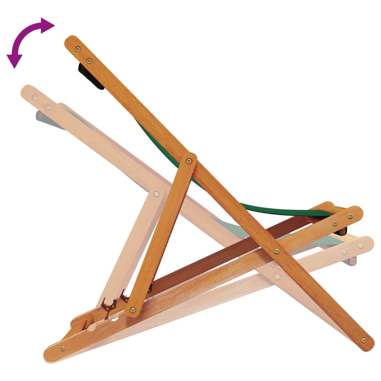 Strandstoelen 2 st inklapbaar stof groen