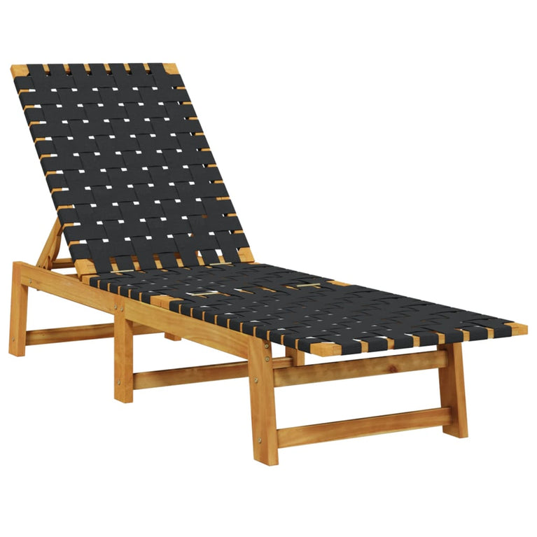 Ligbed met tafel massief acaciahout en stof zwart
