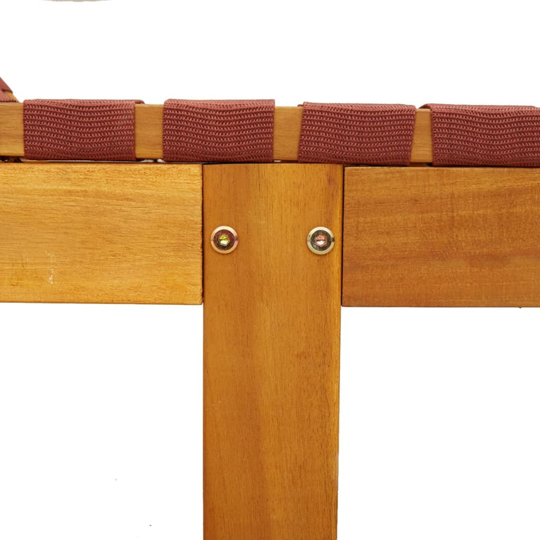 Ligbed met tafel massief acaciahout en stof rood