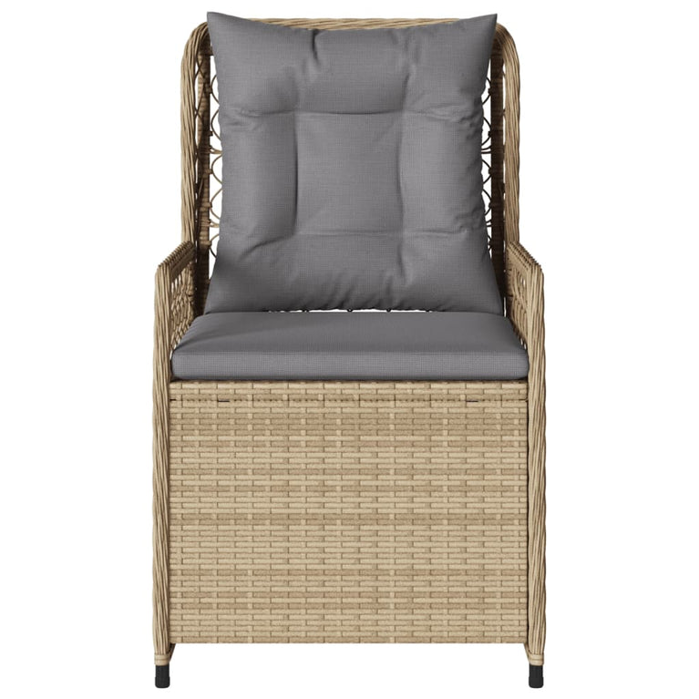 Tuinstoelen 2 st verstelbaar poly rattan beige