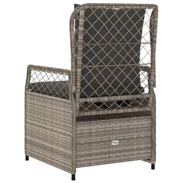 Tuinstoelen 2 st verstelbaar poly rattan lichtgrijs