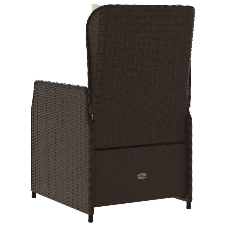 Tuinstoelen 2 st verstelbaar poly rattan bruin