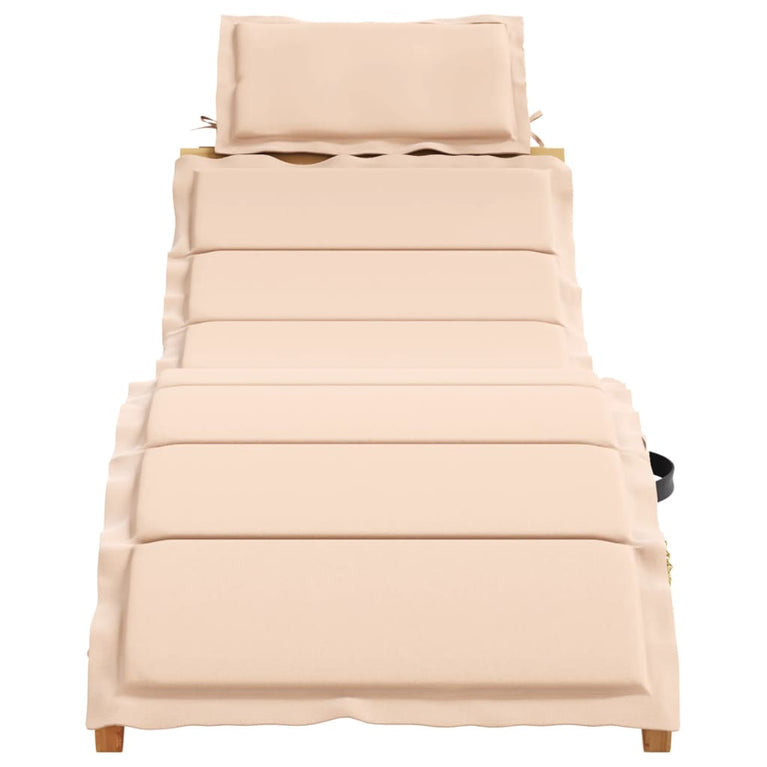 Ligstoelen 2 st met kussens massief acaciahout beige