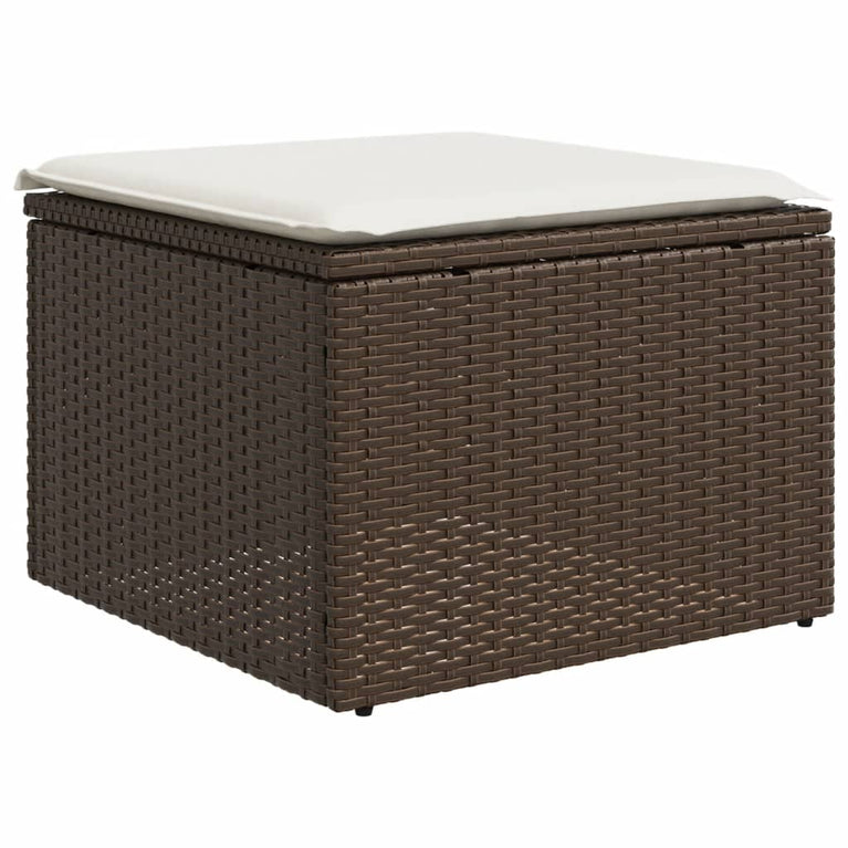 10-delige Loungeset met kussens poly rattan bruin