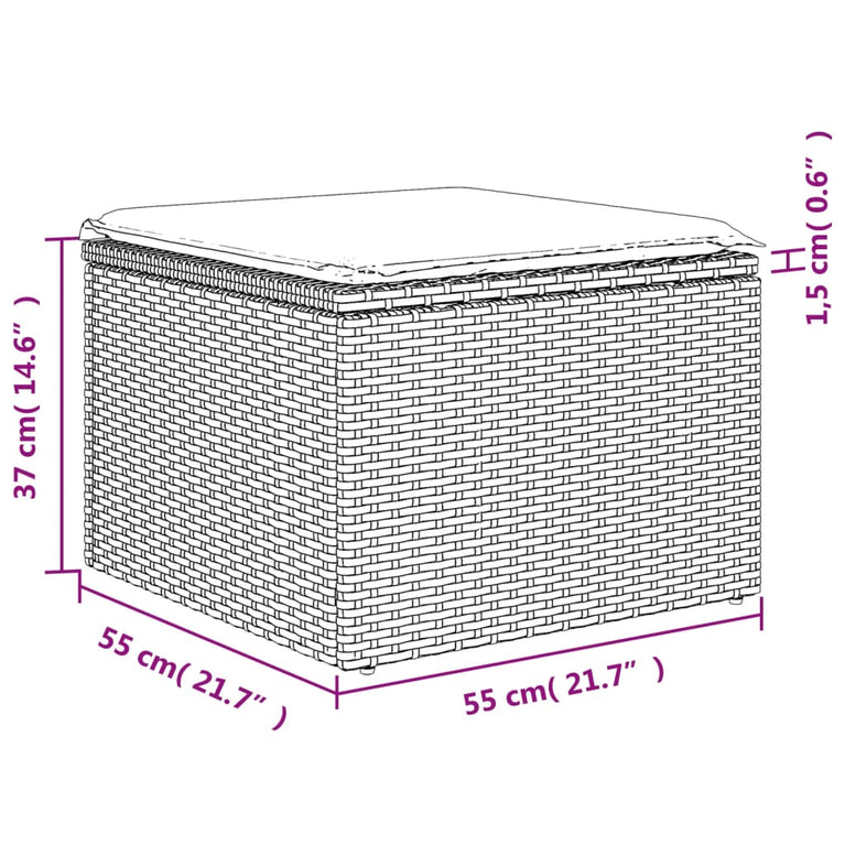 10-delige Loungeset met kussens poly rattan bruin