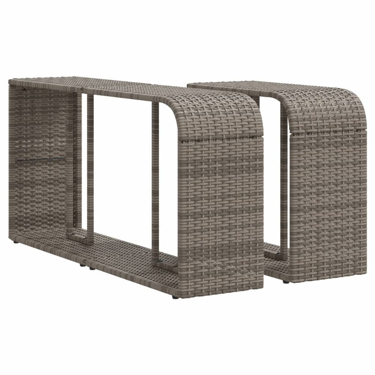 10-delige Loungeset met kussens poly rattan grijs
