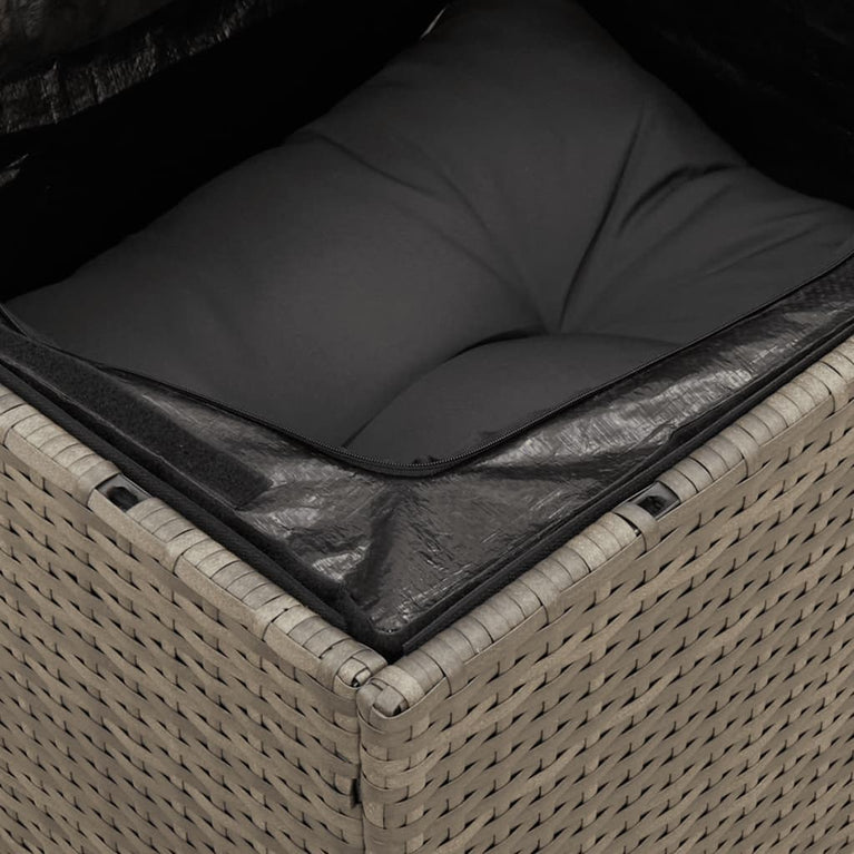 6-delige Loungeset met kussens poly rattan grijs