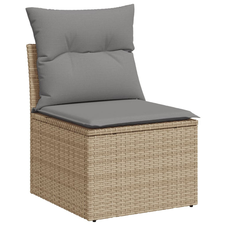 10-delige Loungeset met kussens poly rattan gemengd beige