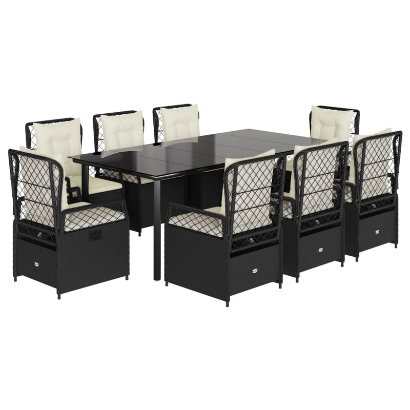 9-delige Tuinset poly rattan zwart