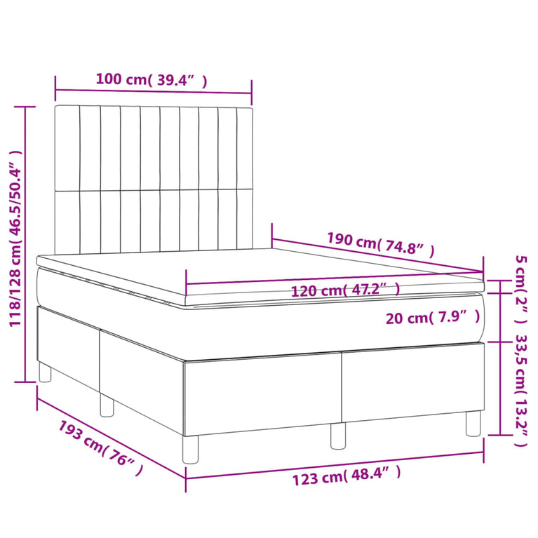 Boxspring met matras stof taupe 120x190 cm