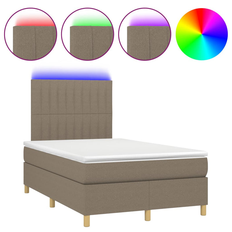 Boxspring met matras en LED stof taupe 120x190 cm
