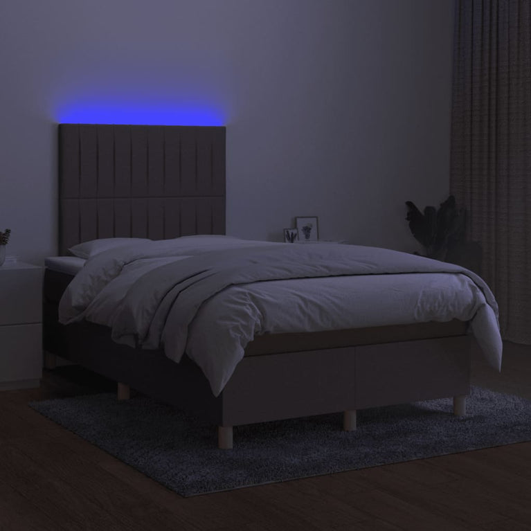 Boxspring met matras en LED stof taupe 120x190 cm