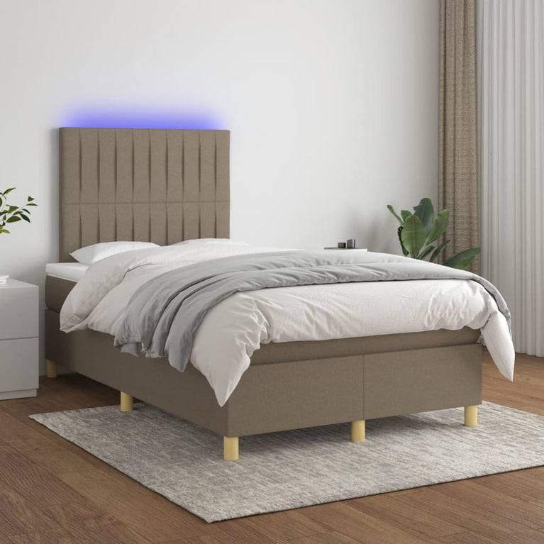 Boxspring met matras en LED stof taupe 120x190 cm