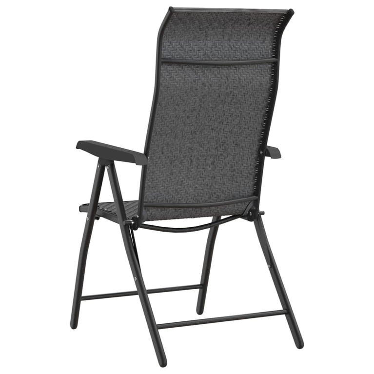 Tuinstoelen 4 st inklapbaar poly rattan grijs