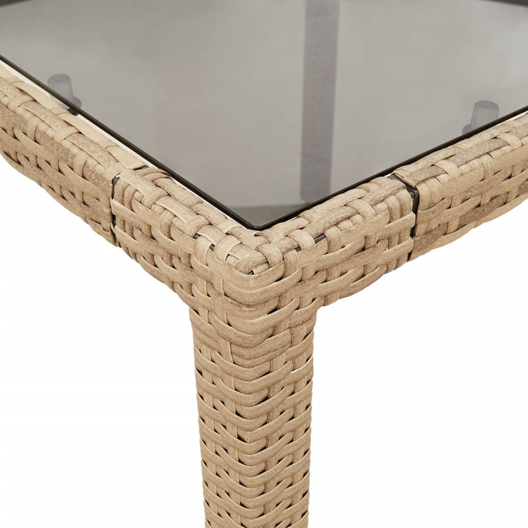 11-delige Tuinset met kussens poly rattan en glas beige