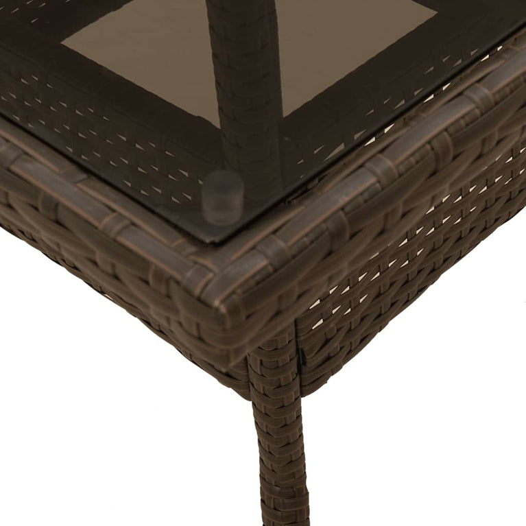 5-delige Tuinset met kussens poly rattan en glas bruin