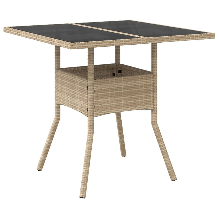 5-delige Tuinset met kussens poly rattan en glas beige
