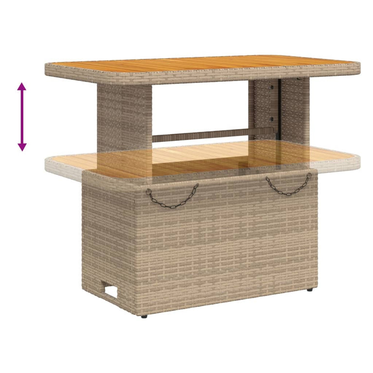2-delige Tuinset met kussens poly rattan beige