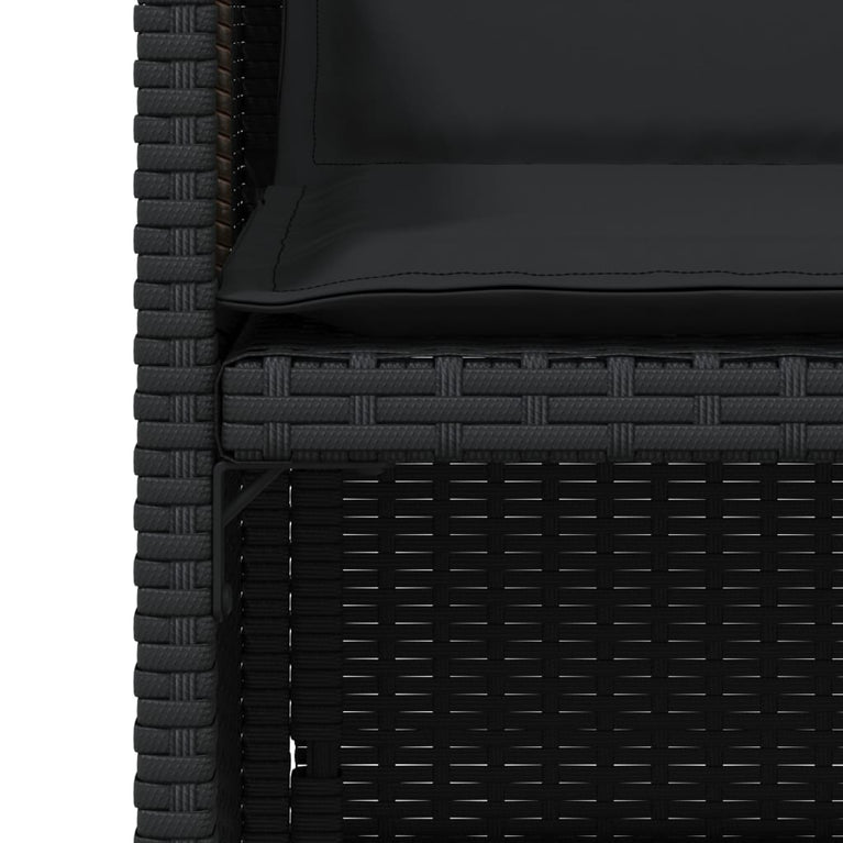 Tuinstoelen 4 st met kussens poly rattan zwart