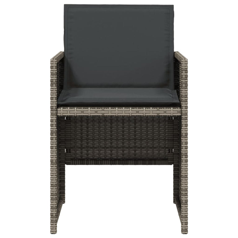 Tuinstoelen 4 st met kussens poly rattan grijs