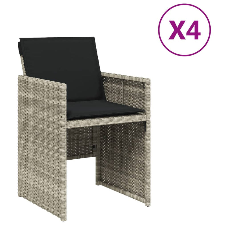 Tuinstoelen 4 st met kussens poly rattan lichtgrijs