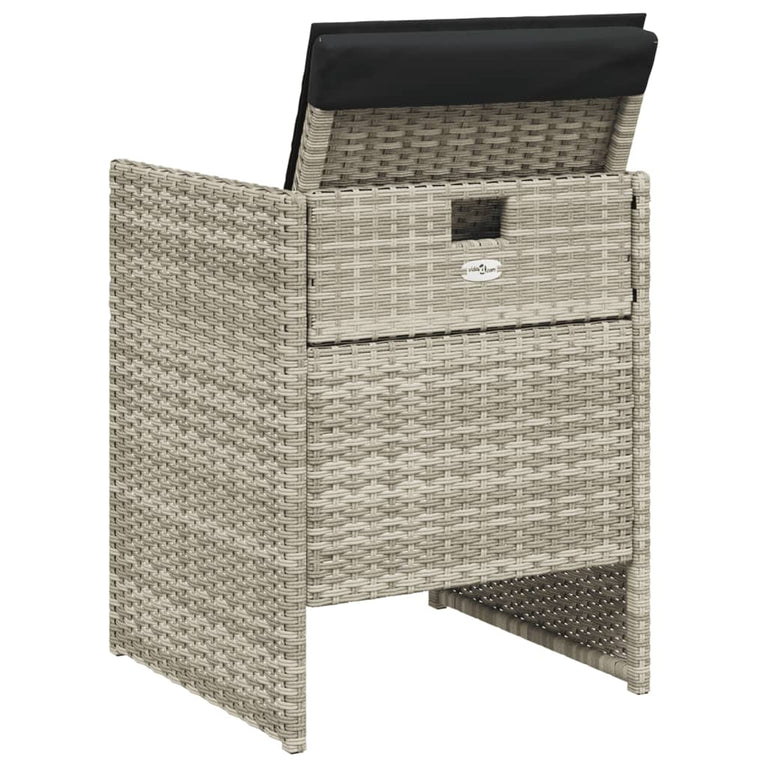 Tuinstoelen 4 st met kussens poly rattan lichtgrijs