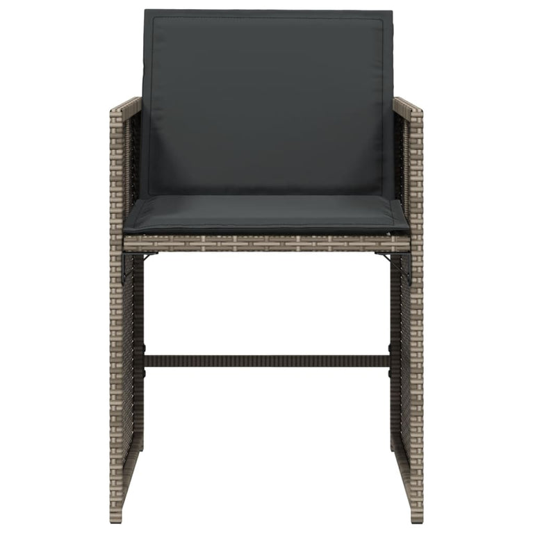 Tuinstoelen 4 st met kussens poly rattan grijs
