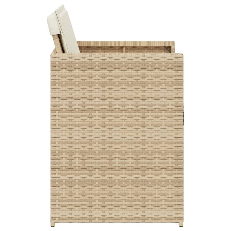 Tuinstoelen 4 st met kussens poly rattan beige