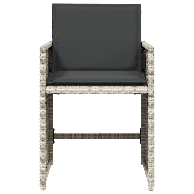 Tuinstoelen 4 st met kussens poly rattan lichtgrijs