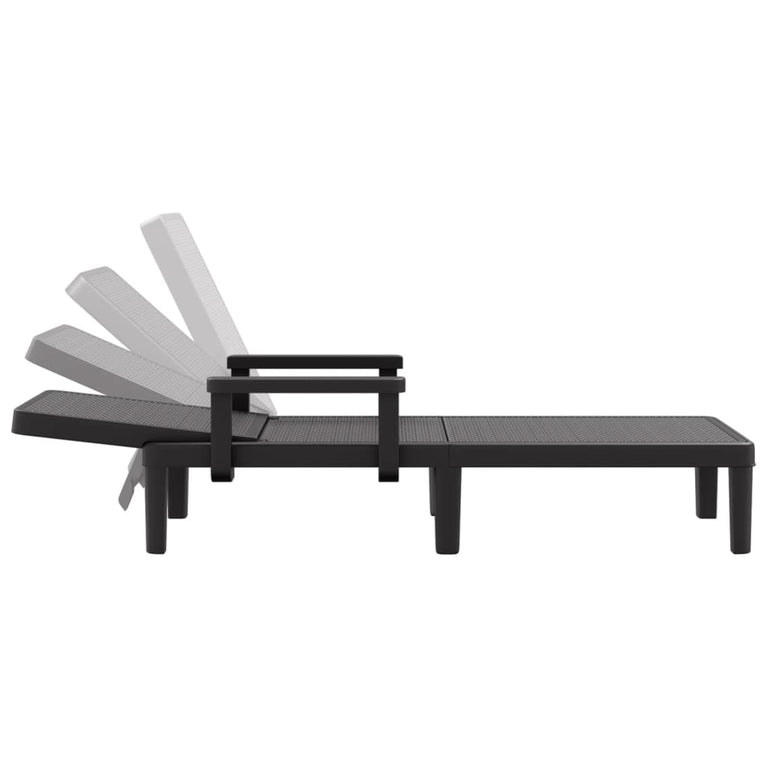 Ligbed 159x68x83,5 cm polypropeen zwart