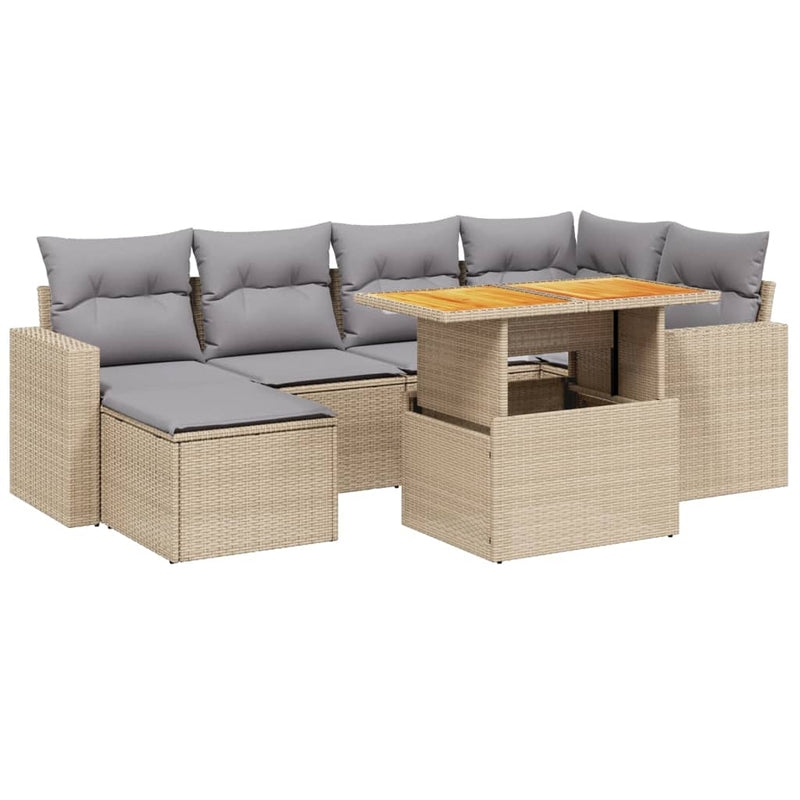 11-delige Loungeset met kussens poly rattan grijs