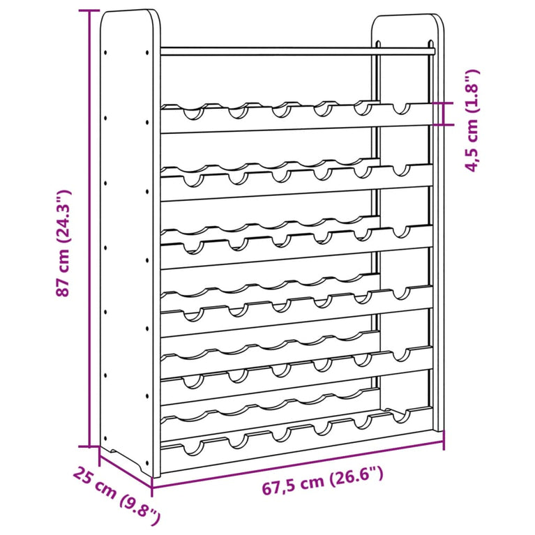 Wijnrek met bovenblad 67,5x25x87 cm massief grenenhout