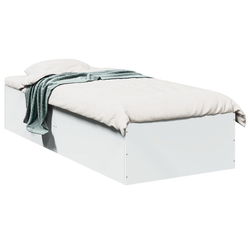 Bedframe bewerkt hout wit 75x190 cm