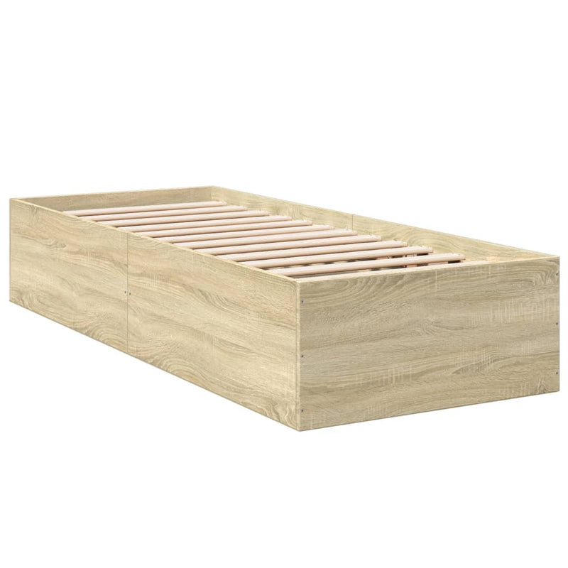 Bedframe bewerkt hout sonoma eikenkleurig 75x190 cm