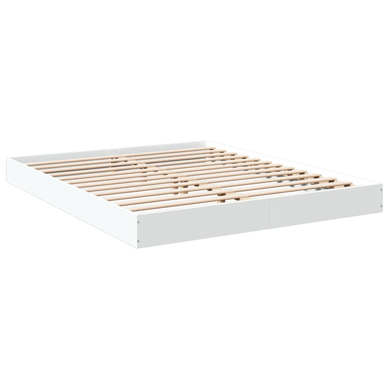Bedframe bewerkt hout wit 160x200 cm