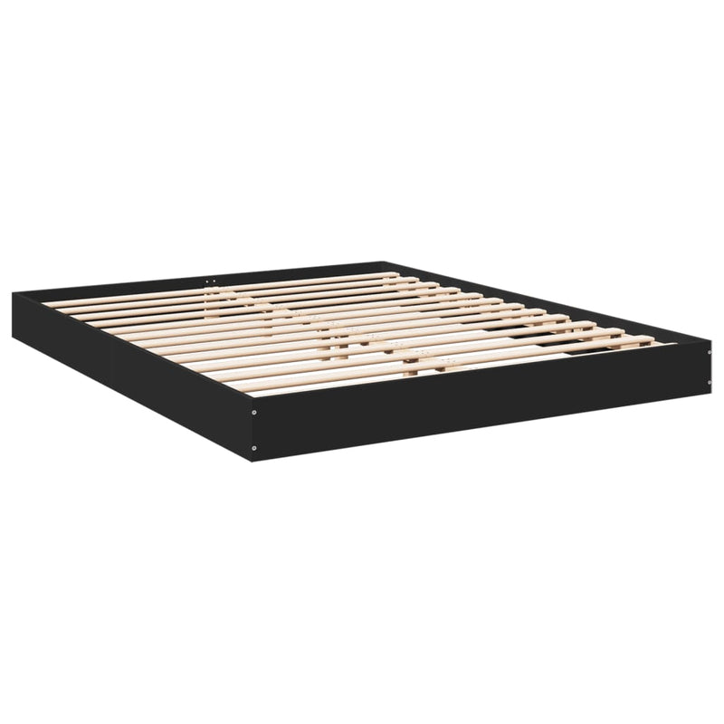 Bedframe bewerkt hout zwart 160x200 cm