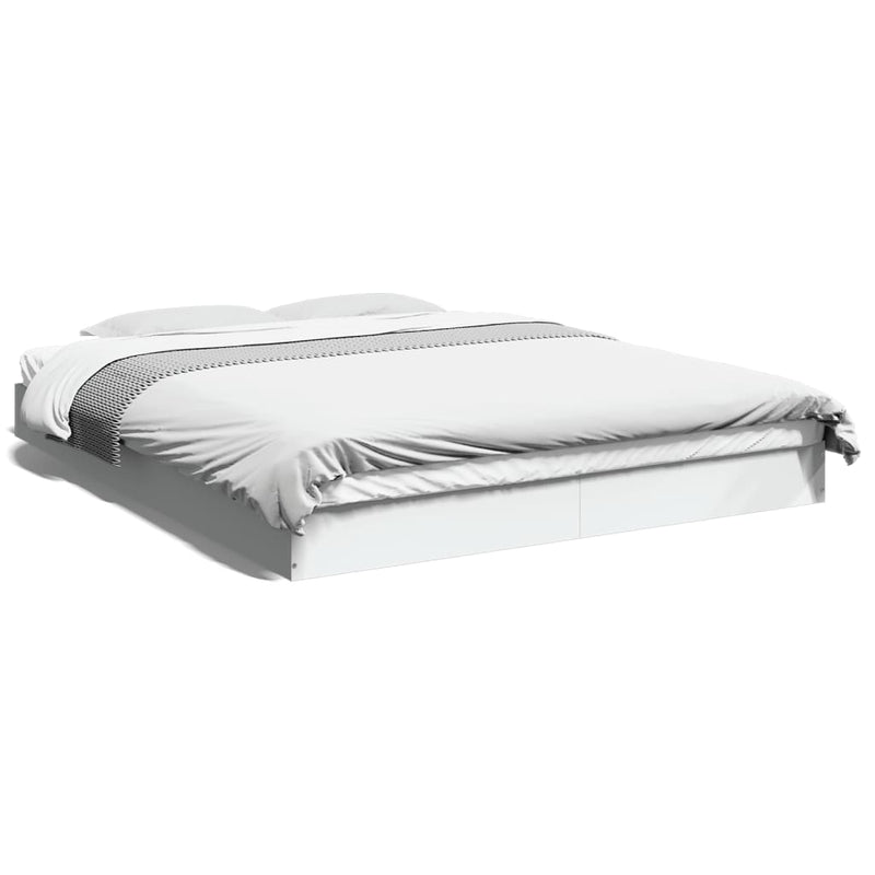 Bedframe bewerkt hout wit 150x200 cm