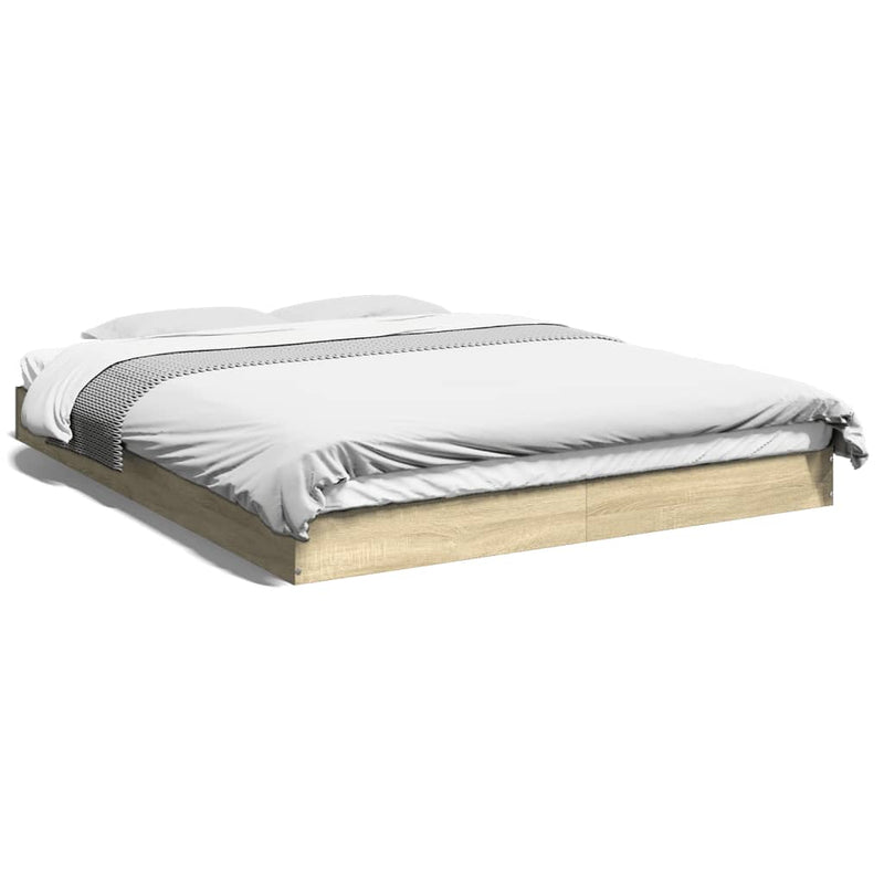 Bedframe bewerkt hout sonoma eikenkleurig 150x200 cm
