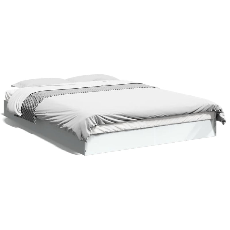 Bedframe bewerkt hout wit 140x200 cm