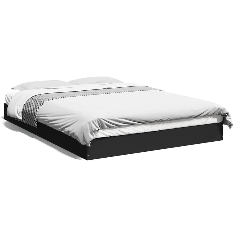 Bedframe bewerkt hout zwart 140x200 cm