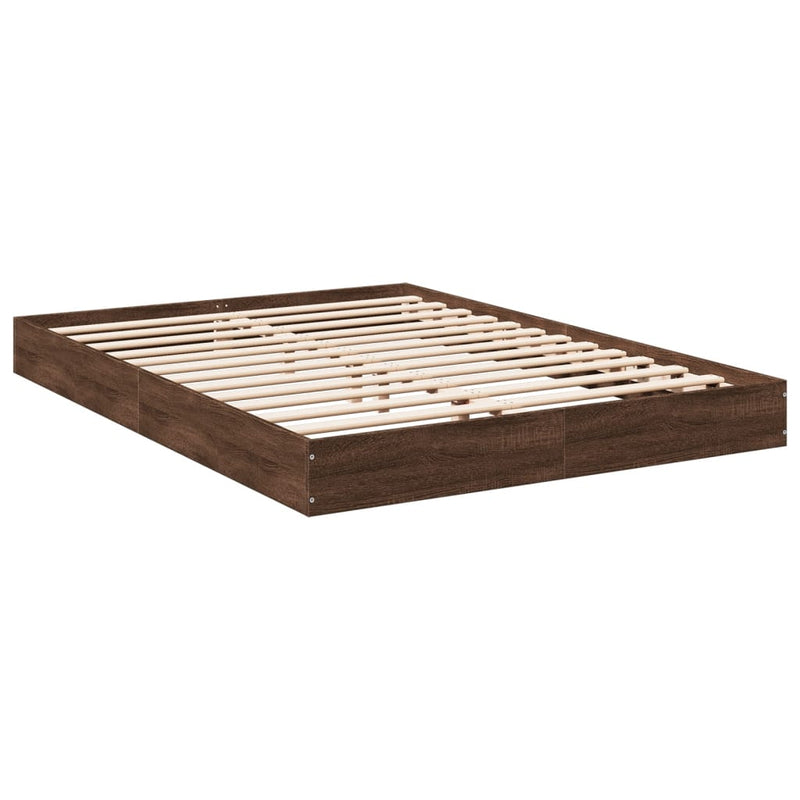 Bedframe bewerkt hout bruin eikenkleur 140x200 cm