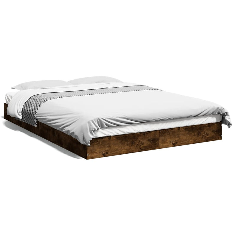 Bedframe bewerkt hout gerookt eikenkleurig 135x190 cm