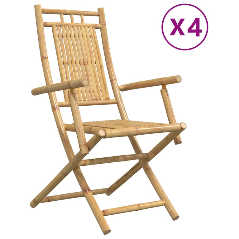 Tuinstoelen 4 st inklapbaar 53x66x99 bamboe