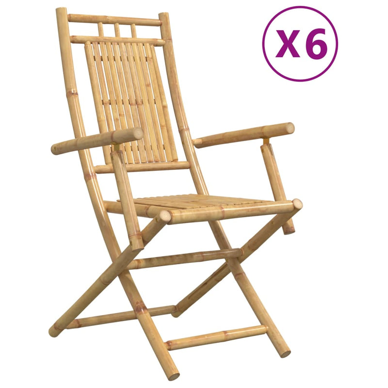 Tuinstoelen 6 st inklapbaar 53x66x99 bamboe
